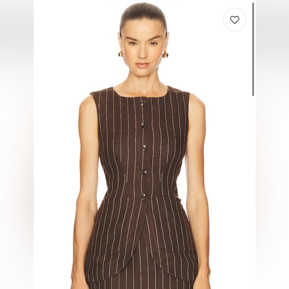 Posse Tops - *NWT* Posse Emma Vest in Chocolate & Cream Pinstripe